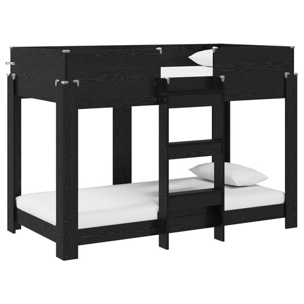 vidaXL Cama Litera para Ni&ntilde;os con colch&oacute;n Roble Negro 80 x 160 cm