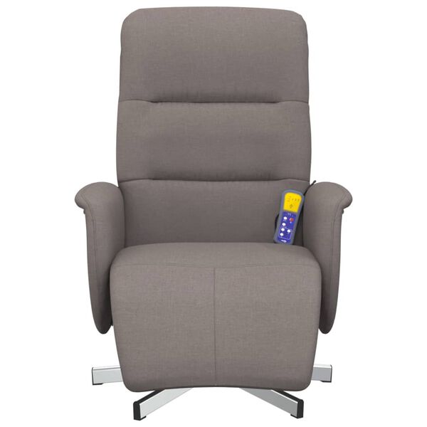 vidaXL Sill&oacute;n reclinable de masaje con reposapi&eacute;s tela gris taupe