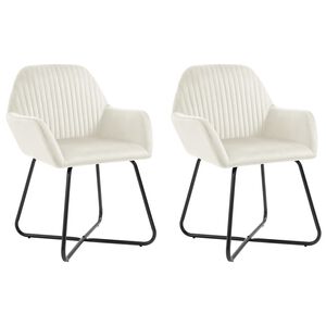 vidaXL Sillas de comedor 2 unidades terciopelo crema