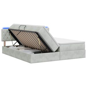 vidaXL Cama de almacenamiento LED con colch&oacute;n Gris Claro 180 x 200 cm