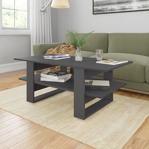 vidaXL Mesa de centro madera de ingenier&iacute;a gris 110x55x42 cm