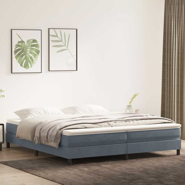 vidaXL Cama box spring con colch&oacute;n terciopelo gris oscuro 180x210 cm