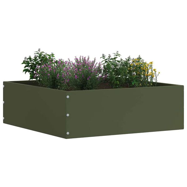 vidaXL Borde de C&eacute;sped 6 pcs Verde Oliva 40 x 40 x 13 cm Acero