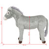 vidaXL Burro de peluche de pie gris XXL