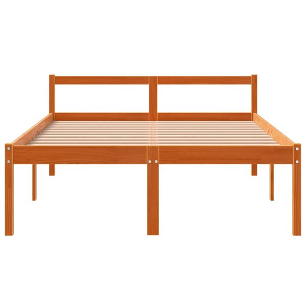 vidaXL Cama para mayores madera maciza de pino marr&oacute;n cera 120x200 cm