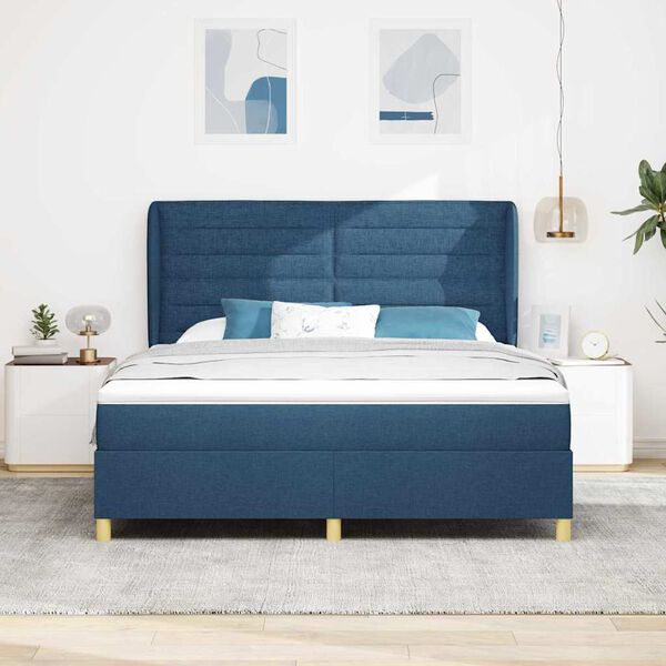 vidaXL Cama con Somier y Colch&oacute;n Gris Oscuro 90x190 cm de Tela Azul