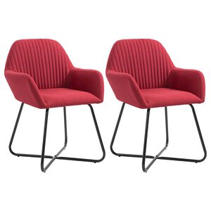 vidaXL Sillas de comedor 2 unidades tela rojo tinto