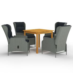 vidaXL Juego de comedor para jard&iacute;n de 5 piezas gris claro