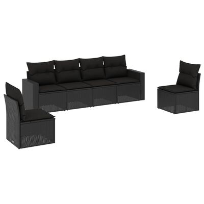 vidaXL Set de sofás de jardín 6 piezas y cojines ratán sintético negro