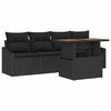 vidaXL Conjunto de sof&aacute; de jard&iacute;n 5 uds. Negro Polirat&aacute;n