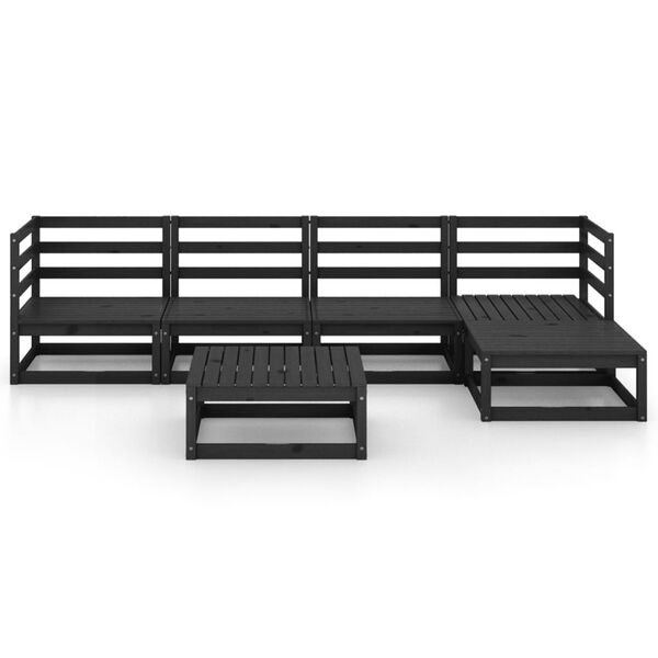 vidaXL Juego de muebles de jardín 9 piezas negro madera pino maciza