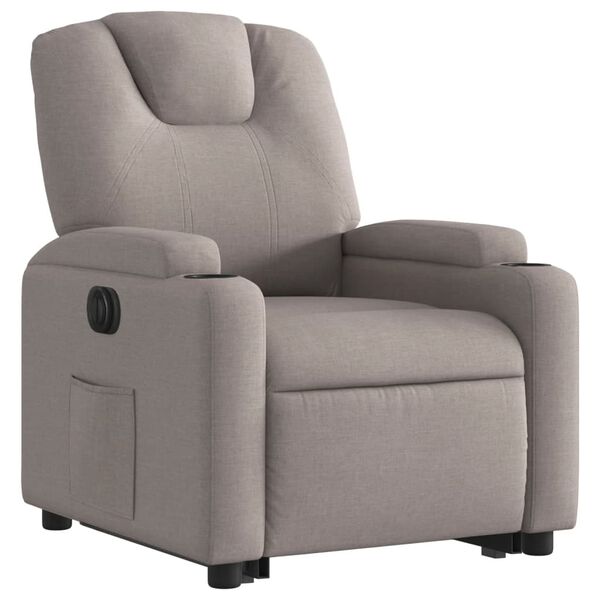 vidaXL Sill&oacute;n el&eacute;ctrico reclinable elevable de tela gris taupe