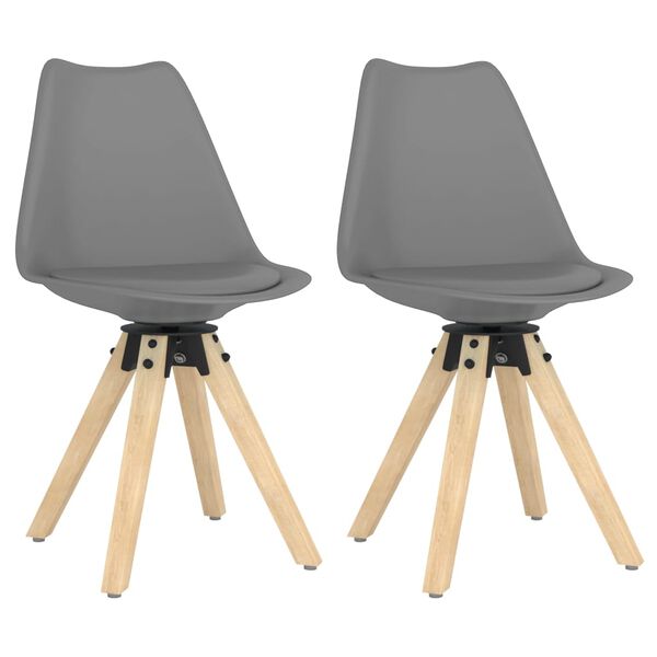 vidaXL Sillas de comedor giratorias 2 unidades PP gris