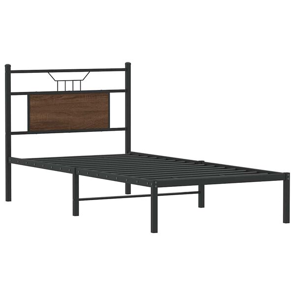 vidaXL Estructura de cama sin colch&oacute;n madera marr&oacute;n roble 75x190 cm