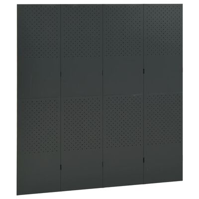 vidaXL Biombo divisor de 4 paneles acero gris antracita 160x180 cm