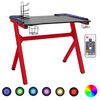 vidaXL Escritorio gaming con luz LED forma Y negro y rojo 110x60x75 cm