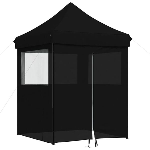 vidaXL Tienda de fiesta plegable Pop-Up con 4 paredes laterales negra