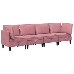 vidaXL Juego de muebles de sal&oacute;n 4 uds. Rosa Terciopelo