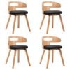 vidaXL Sillas de comedor 4 uds madera curvada cuero sint&eacute;tico negro