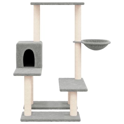 vidaXL Rascador para gatos con postes de sisal gris claro 94,5 cm