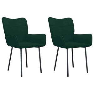 vidaXL Sillas de comedor 2 unidades terciopelo verde oscuro