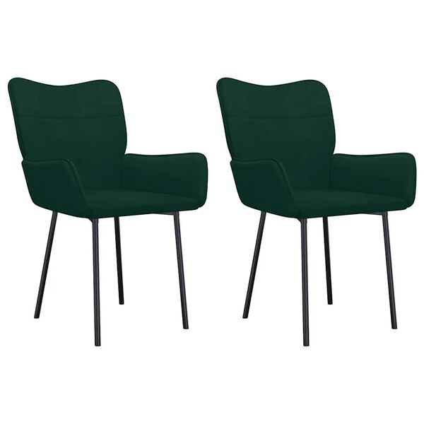 vidaXL Sillas de comedor 2 unidades terciopelo verde oscuro