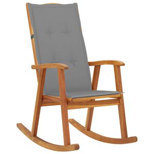 vidaXL Silla mecedora con cojines madera maciza de acacia