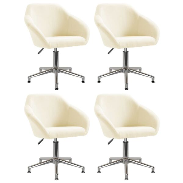 vidaXL Sillas de comedor giratorias 4 unidades tela color crema