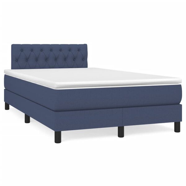 vidaXL Cama box spring con colch&oacute;n tela azul 120x200 cm