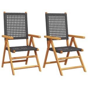 vidaXL Sillas plegables (2 unidades) de madera maciza de acacia negra y rat&aacute;n sint&eacute;tico