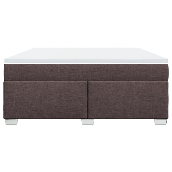vidaXL Cama box spring con colch&oacute;n tela marr&oacute;n oscuro 180x200 cm
