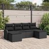 vidaXL Conjunto de sof&aacute; de jard&iacute;n con coj&iacute;n 6 pcs Negro Polirat&aacute;n
