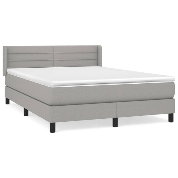 vidaXL Cama box spring con colch&oacute;n tela gris claro 140x200 cm