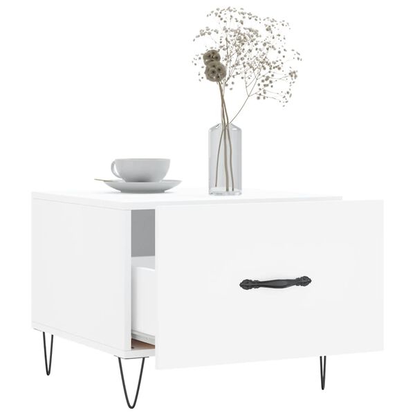 vidaXL Mesa de centro madera de ingenier&iacute;a blanca 50x50x40 cm