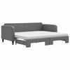vidaXL Sof&aacute; cama nido con colch&oacute;n tela gris oscuro 90x190 cm