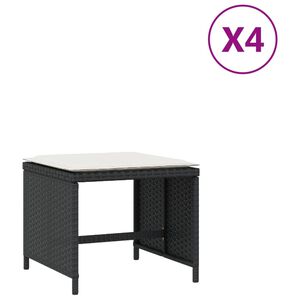 vidaXL Taburetes de jard&iacute;n con cojines 4 uds rat&aacute;n PE negro 40x40x35cm