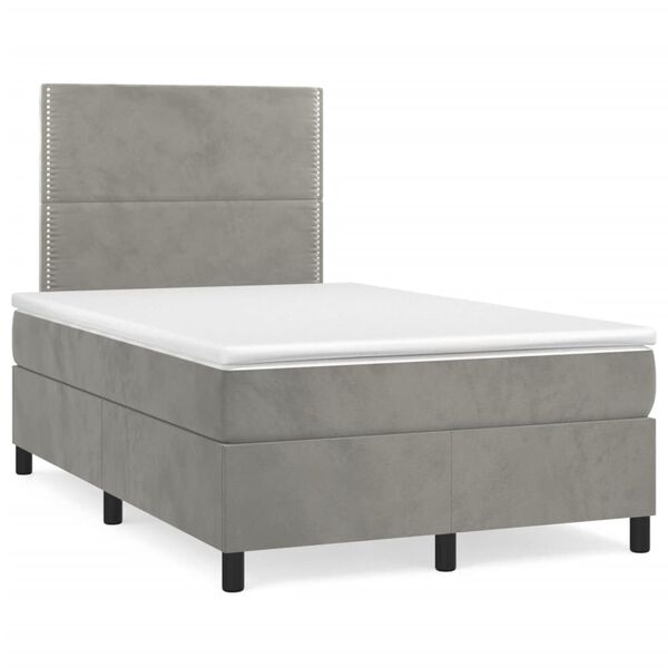 vidaXL Cama box spring con colch&oacute;n terciopelo gris claro 120x200 cm