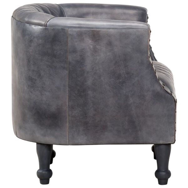 vidaXL Sill&oacute;n de cuero aut&eacute;ntico gris 62x58x65 cm