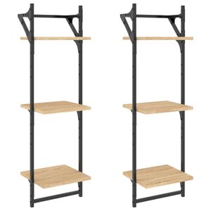 vidaXL Estantes pared 3 niveles barras 2 uds roble Sonoma 30x25x100 cm