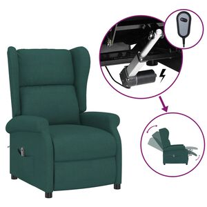 vidaXL Sill&oacute;n orejero reclinable el&eacute;ctrico de tela verde oscuro