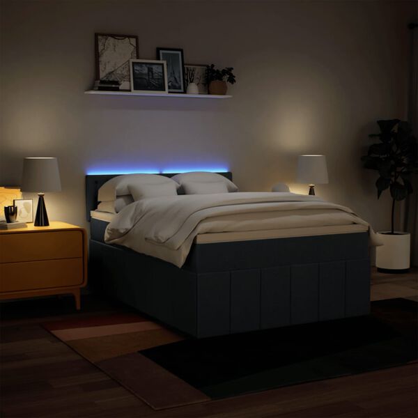 vidaXL Cama box spring con colch&oacute;n tela azul 140x200 cm