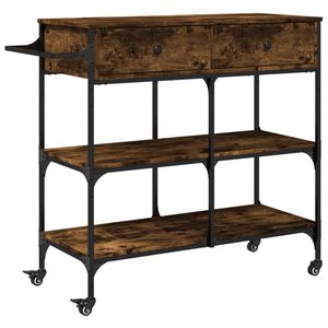 vidaXL Carrito de cocina madera ingenier&iacute;a roble ahumado 105x42x95 cm