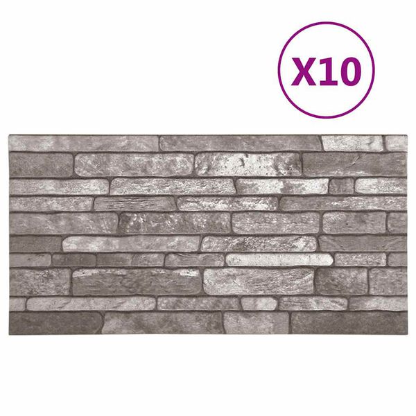 vidaXL Paneles de pared 3D dise&ntilde;o de ladrillo 10 uds EPS gris oscuro