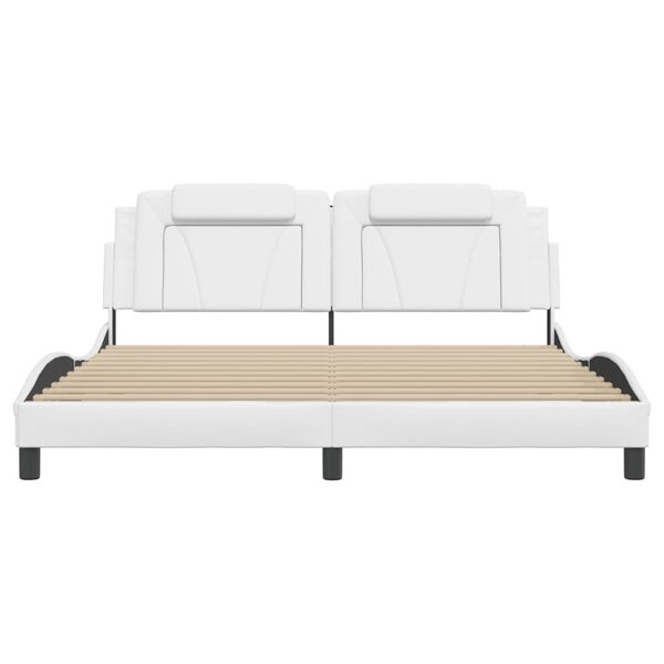 vidaXL Estructura de cama Viana sin colch&oacute;n cuero sint&eacute;tico blanco 180x200cm