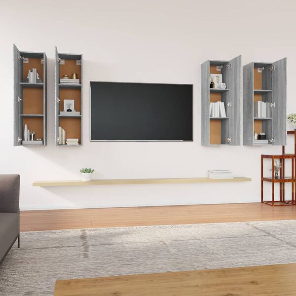 vidaXL Muebles TV 4 uds madera contrachapada gris Sonoma 30,5x30x110cm