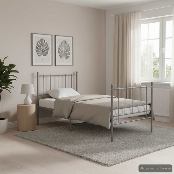 vidaXL Estructura de cama sin colch&oacute;n metal gris 100x200 cm