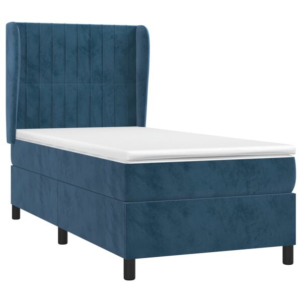 vidaXL Cama box spring con colch&oacute;n terciopelo azul oscuro 100x200 cm