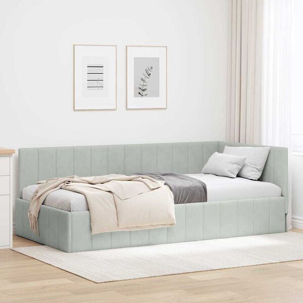 vidaXL Estructura de cama en esquina Gris Claro 90 cm x 200 cm