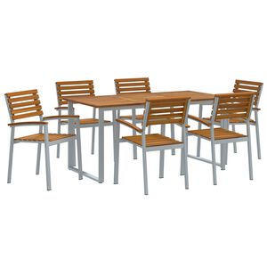 vidaXL Conjunto de Comedor de Jard&iacute;n 7 pcs Gris