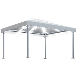 vidaXL Cenador con tira de luces LED aluminio crema 400x300 cm